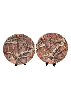 Set Of 2 Mossy Oak Camouflage Dinner Plates 11" - Microwave & Dishwasher Safe